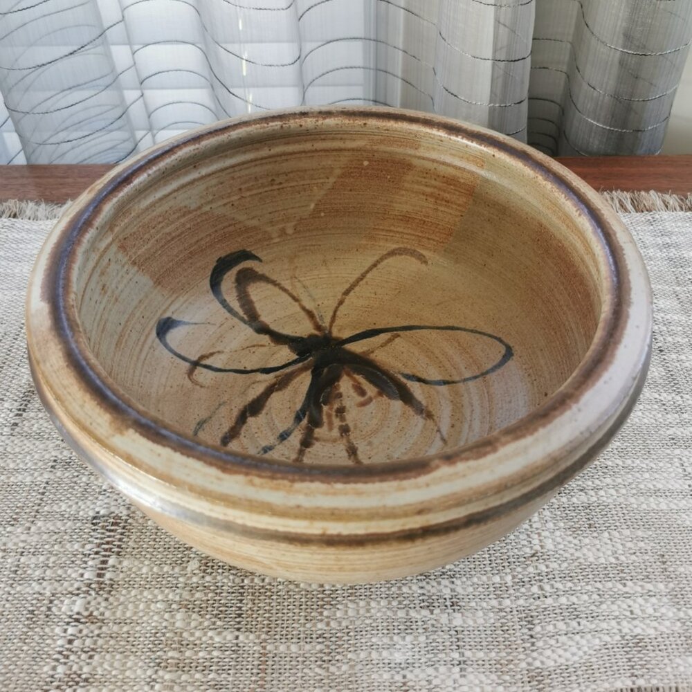 VTG Speckled Glaze Studio Art Pottery Bowl, Signed Horricks 76, 10.5"